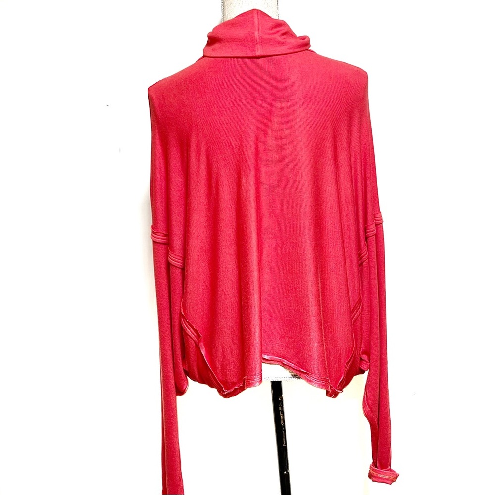 NWOT Free People We The Free Red Slouchy Dolman Sleeve Turtleneck Sweater Sz S - Picture 4 of 8